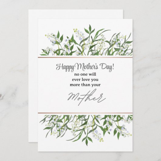 Carte de fête des mères à cadre floral vert (Devant / Derrière)