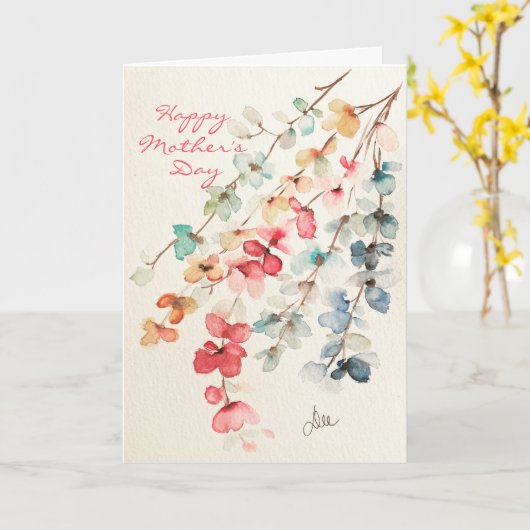 Carte de fête des mères à cascade florale (Fleur jaune)