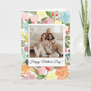 Carte de fête des mères à fleurs à l'aquarelle ave