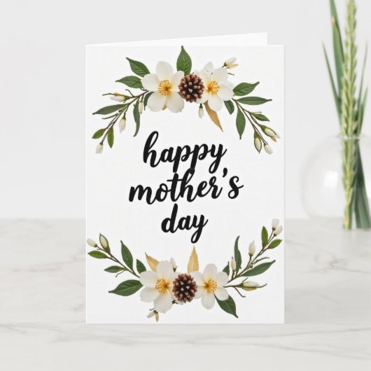 Carte de fête des mères à fleurs blanches (Devant)