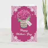 Carte de fête des mères à fleurs rose rustique en (Devant)