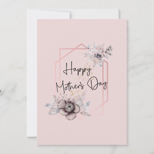 Carte de fête des mères à fleurs roses (Devant)
