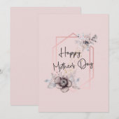 Carte de fête des mères à fleurs roses (Devant / Derrière)