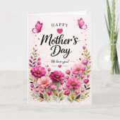 Carte de fête des mères à fleurs roses (Devant)