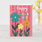 Carte de fête des mères à fleurs sarcelles (Fleur jaune)