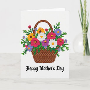 Carte de Fête des Mères à fleurs tissées