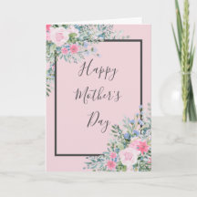 Carte de fête des mères à la rose aquarelle