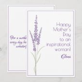 Carte de fête des mères à l'aquarelle lavande (Devant / Derrière)