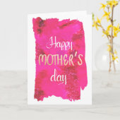 Carte de fête des mères à l'aquarelle rose vif (Fleur jaune)
