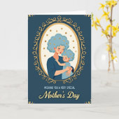 Carte de fête des mères à l'étreinte dorée (Fleur jaune)