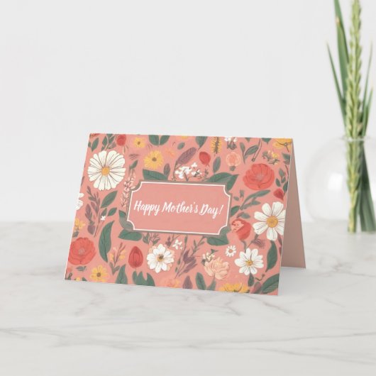 Carte de fête des mères à motif floral (Devant)