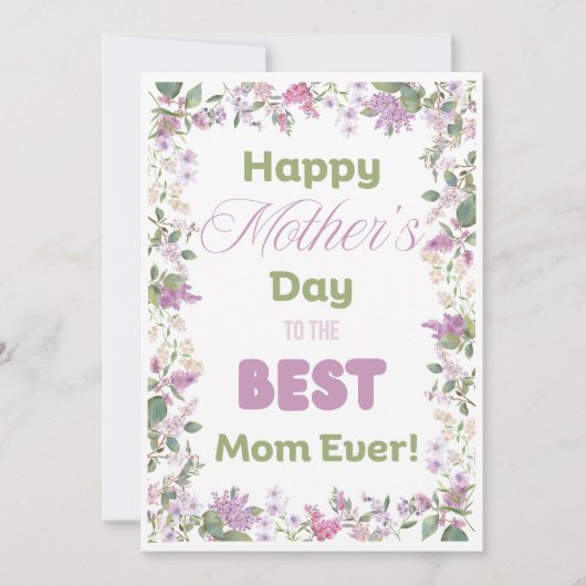 Carte de fête des mères à motif floral élégant mau (Devant)