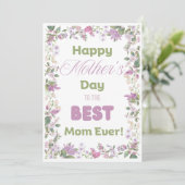 Carte de fête des mères à motif floral élégant mau (Debout devant)
