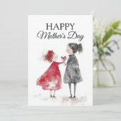 Carte de fête des mères à peinture aquarelle (Debout devant)