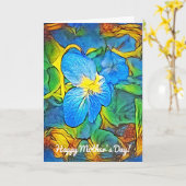 Carte de fête des mères abstraite à fleur de viole (Fleur jaune)