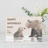 Carte de fête des mères adorable Mama Bear & Cub (Debout devant)
