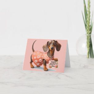 Carte de fête des mères adorable teckel