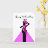 Carte de fête des mères afro-américaines Cousin (Fleur jaune)