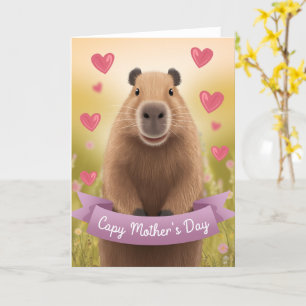 Carte de fête des mères amusante Mum mignonne Capy