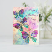 Carte de Fête des Mères Aquarelle avec Papillons (Debout devant)