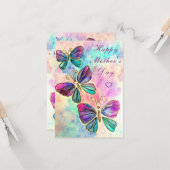 Carte de Fête des Mères Aquarelle avec Papillons (Devant/Arrière en situation)