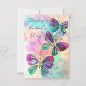 Carte de Fête des Mères Aquarelle avec Papillons (Dos)