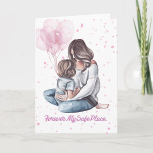 Carte de fête des mères aquarelle mère et enfant