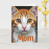 Carte de fête des mères au chat roux (Fleur jaune)
