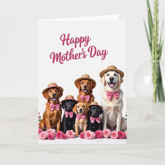 Carte de fête des mères au chiot rose (Devant)