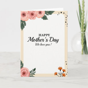 Carte de Fête des Mères aux Fleurs Roses