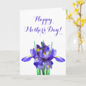 Carte de fête des mères aux iris violets (Fleur jaune)