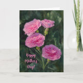 Carte de Fête des Mères aux Œillets Roses (Devant)