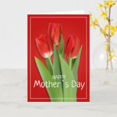 Carte de fête des mères aux tulipes rouges (Fleur jaune)