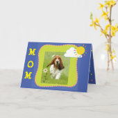 Carte de fête des mères avec Basset Hound (Fleur jaune)