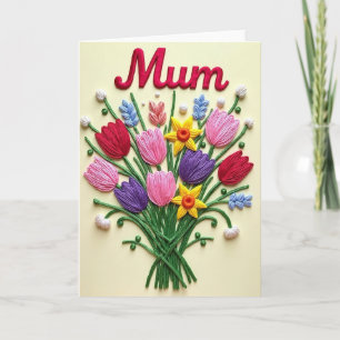 Carte de Fête des Mères avec Bouquet de Chrysanthè