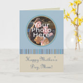 Carte de fête des mères avec cadre photo Bleu et B (Fleur jaune)