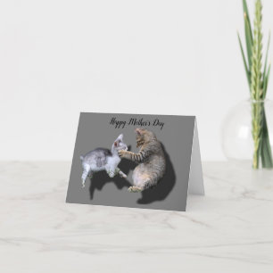 Carte de fête des mères avec chat et chaton ombre