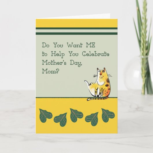 Carte de fête des mères avec chat humoristique (Devant)