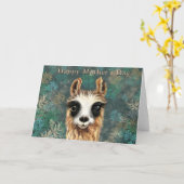 Carte de fête des mères avec Curious Baby Llama (Fleur jaune)