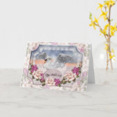 Carte de fête des mères avec cygne et Rose (Fleur jaune)