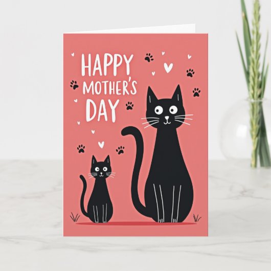 Carte de fête des mères avec de mignons chats (Devant)