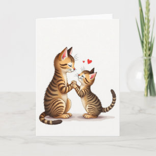 Carte de fête des mères avec des chats rayés