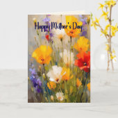 Carte de fête des mères avec des fleurs (Fleur jaune)