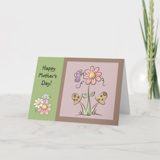 Carte de fête des mères avec des fleurs et des gen (Devant)