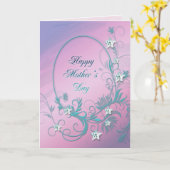 Carte de fête des mères avec étoiles en diamant (Fleur jaune)