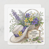 Carte de fête des mères avec fleurs violettes et j (Devant / Derrière)