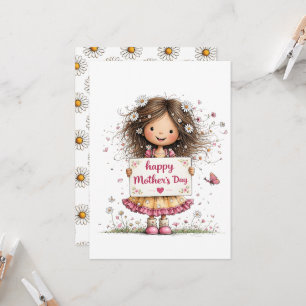 Carte de fête des mères avec illustration d'enfant
