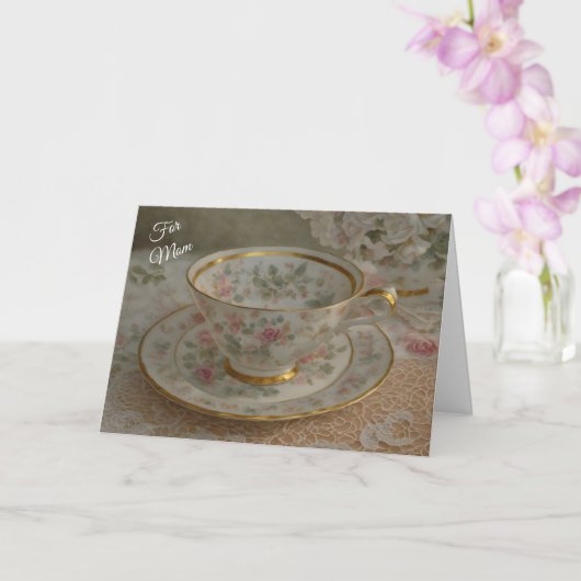 Carte de fête des mères avec l'art d'une tasse de  (Orchidée)