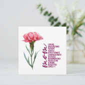 Carte de fête des mères avec oeillet rose (Debout devant)