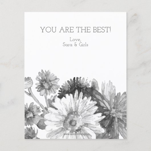 Carte de fête des mères avec pot à fleurs à l'aqua (Dos)